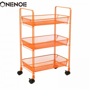 Onenoe Design Moderní kovová síť 3-stupňový úložný organizátor Multi-Use Utility Rolling Cart Kuchyň Heavy Duty Silný přístupný vozík Úložný vozík s košíky